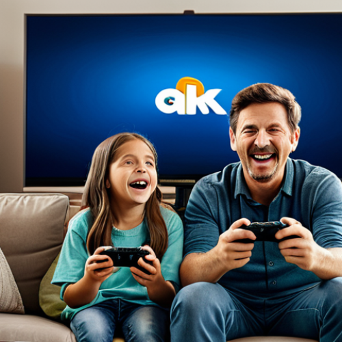 **

"A modern family sitting in a comfortable living room, playing a video game on a large screen TV. The father is holding a game controller, and the mother and children are cheering. The room is decorated in a warm, inviting style. fully clothed, modest attire, safe for work, appropriate content, family-friendly, professional photography, perfect anatomy, natural proportions, well-formed hands, proper finger count."

**